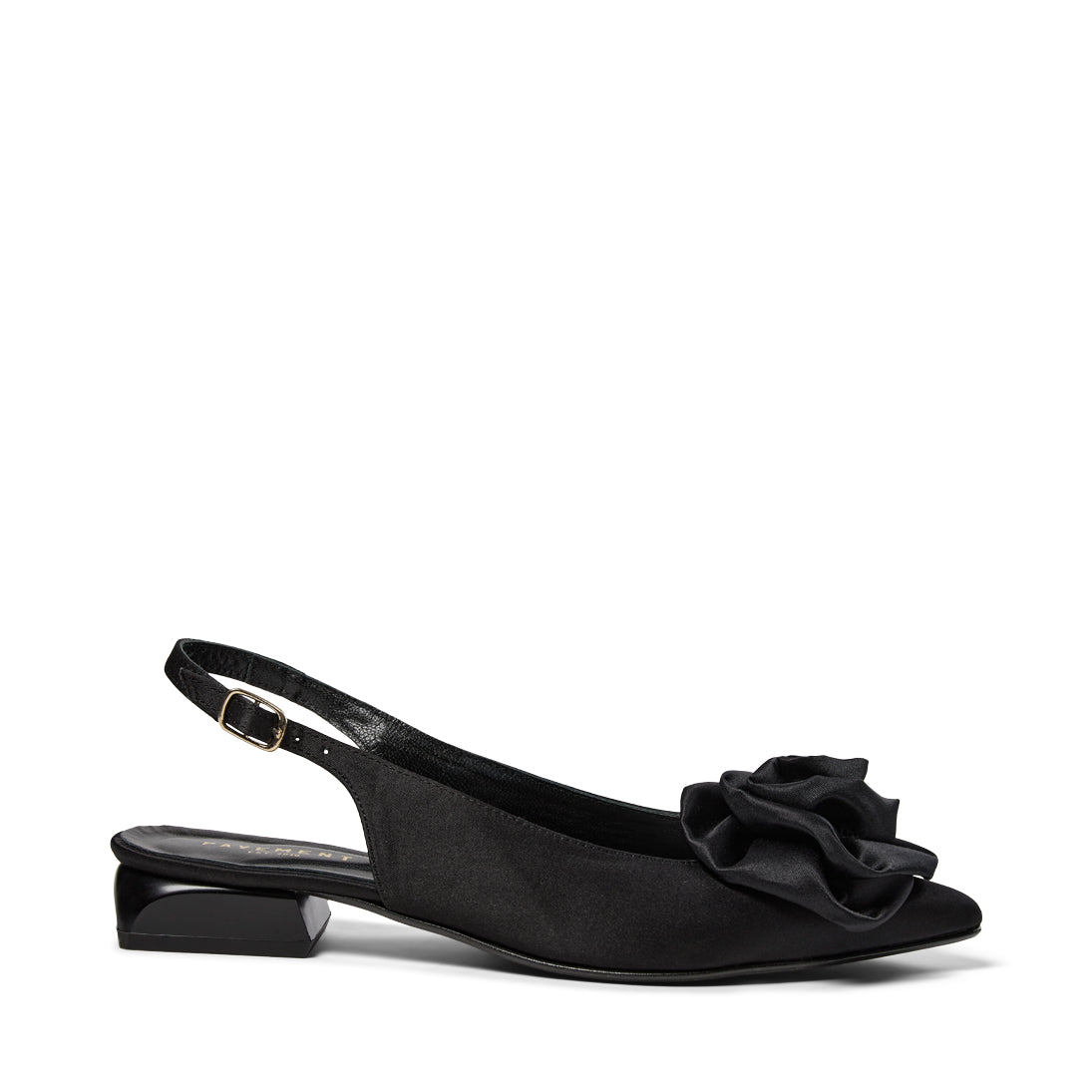Pavement Kala Rose Slingback Black satin 705