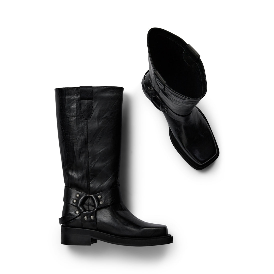 Pavement Angelina Long boots Black crinkle 476