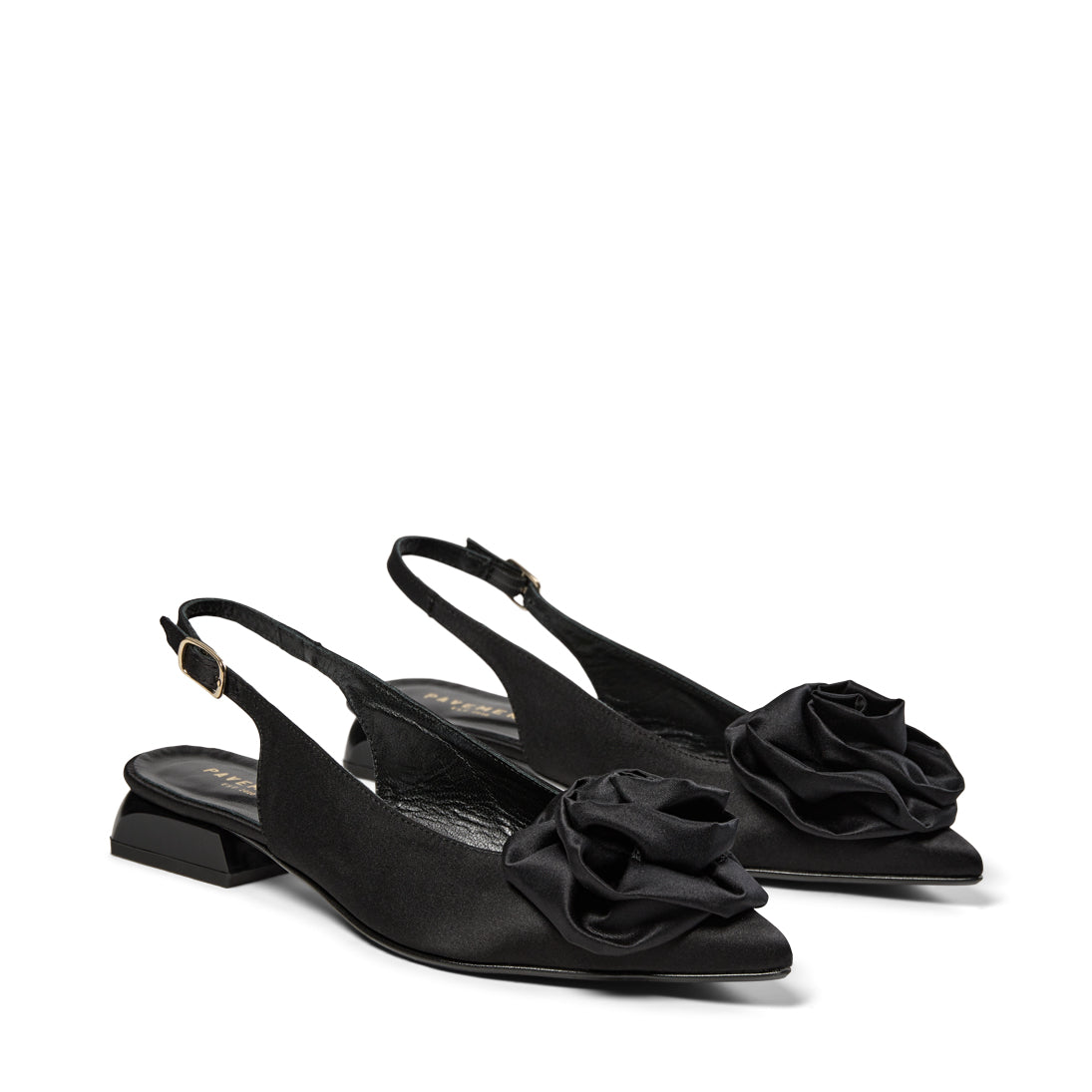Pavement Kala Rose Slingback Black satin 705